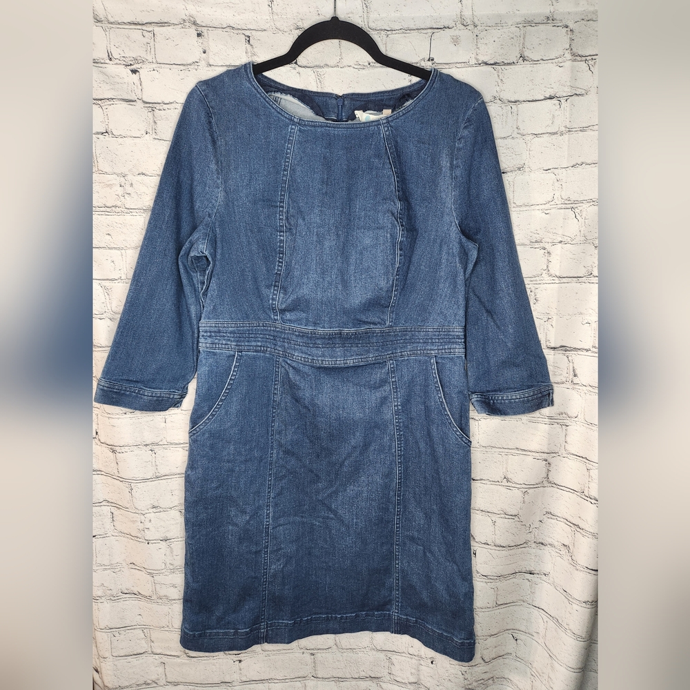 Boden Indigo Denim Long Sleeve Shift Dress